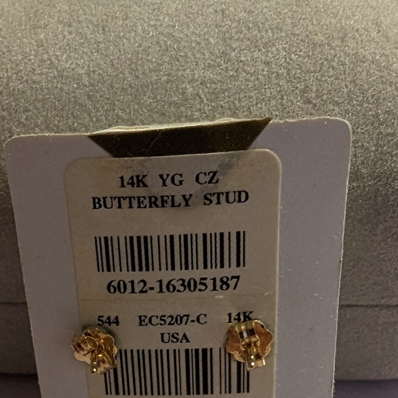 People's Jewelers Butterfly earrings: cubic zirconia set in 14k gold - Picture 2 of 2